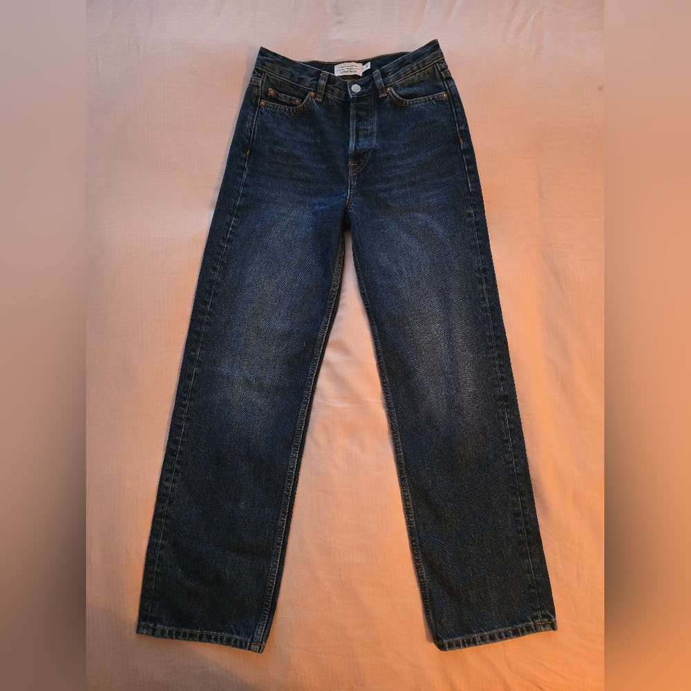 & Other Stories Dark Blue Straight Leg, High Rise Jeans | Size 24